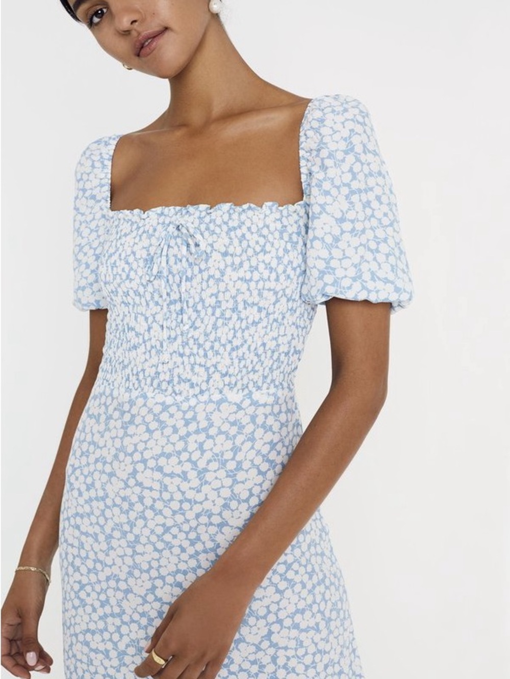 Faithfull the Brand Majorelle Midi Dress Riviera Blue Floral XS